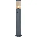 QAZQA Udendørslampe mørkegrå med røgglas 80 cm IP44 med stik og bevægelsessensor - Malios