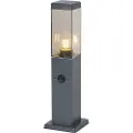 QAZQA Udendørslampe mørkegrå med røgglas 45 cm IP44 med stik og bevægelsessensor - Malios