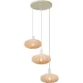 QAZQA Japandi pendellampe beige med stofskærm 3-lys - Bida