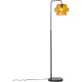 QAZQA Retro gulvlampe sort med orange glas - Denise