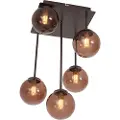 QAZQA Design loftslampe bronze med bronze glas 5-lys - Athen