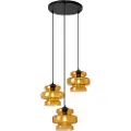 QAZQA Retro pendellampe sort med orange glas 3-lys - Denise