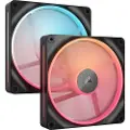 Corsair iCUE LINK LX140-R 2-pack - Kabinet køler - 140mm - Sort med RGB LED lys - 38 dBA