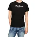 Pepe Jeans Pepe Jeanstil mænd. PM508208 Eggo N T-shirt sort (M), Casual, Bomuld, Korte ærmer, Bæredygtig