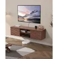 Vevor svævende TV-bord, 60" vægmonteret underholdningscenter med justerbar hylde og skydedøre, 2-lags svævende TV-hylde med opbevaringsskab til DVD-afspiller, kabelboks, spillekonsol, valnød