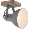Mexlite Industriële plafondspot hout met grijs draai- en kantelbaar - Gearwood