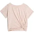G-Star G-Startil kvinder. D26224-C339-H203 Striped Knot Ribbed T-shirt pink (L), Casual, Korte ærmer, Økologisk bomuld, Bæredygtig