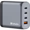 Verbatim power adapter - GaN - 3 x USB-C USB - 140 Watt