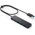 Anker 4-Port Ultra Slim USB3.0 Data Hub - Black USB hub - USB 3.0 - 4 ports - Sort