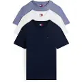 Tommy Hilfiger Tommy Jeanstil mænd. DM0DM21579 Pakke med 3 ekstra tynde logo t-shirts navy, hvid, blå (M), Casual, Bomuld, Korte ærmer
