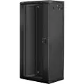Lanberg WF01-6427-10B Rack Cabinet 19" Wall Mount 27U 600x450mm (Flat Pack) Glass Door Black RAL9004