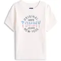 Tommy Hilfiger Tommy Jeanstil kvinder. DW0DW21421 Ribbet T-shirt med logo New York hvid (XS), Casual, Bomuld, Korte ærmer