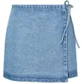 Pieces Pcflora Denim Slå-om-nederdel