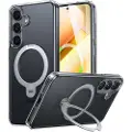 Torras Ostand Spin Series-teletaske til Samsung S25 (gennemsigtig)