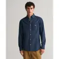 Gant Ganttil mænd. 3000400 Skjorte Regular Fit navy indigo (5XL), Casual, Bomuld, Klassisk, Lange ærmer, Blå