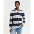 Gant Ganttil mænd. 2004083 Heavy Chambray Striped Polo Polo shirt grå, navy (XS), Casual, Bomuld, Lange ærmer, Blå