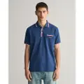 Gant Ganttil mænd. 2013042 Pique-poloshirt med tofarvet blå piping (3XL), Casual, Bomuld, Korte ærmer