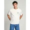 Pepe Jeans Pepe Jeanstil mænd. PM509624 Suan T-shirt hvid (M), Casual, Korte ærmer, Økologisk bomuld, Bæredygtig