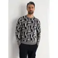Victorio & Lucchino Victorio & Lucchino, V&Ltil mænd. 670107097 Grå jacquardstrikket sweatshirt uden hætte (M), Casual, Bomuld, Lange ærmer