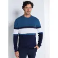 Victorio & Lucchino Victorio & Lucchino, V&Ltil mænd. 4642593 Box-collared trøje med blå striber (S), Casual, Bomuld, Lange ærmer