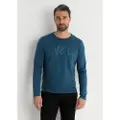 Victorio & Lucchino Victorio & Lucchino, V&Ltil mænd. 650167078 Langærmet T-shirt med blåt chenillelogo (3XL), Casual, Bomuld, Lange ærmer