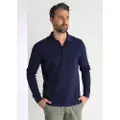 Victorio & Lucchino Victorio & Lucchino, V&Ltil mænd. 630267154 Tekstureret langærmet navy poloshirt (L), Casual, Bomuld, Lange ærmer, Blå