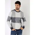 Bendorff Bendorfftil mænd. 870495426 Box-collared trøje med intarsia grå ternet print (M), Casual, Viscose