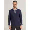 Bendorff Bendorfftil mænd. 850425248 Langærmet poloshirt med navy lynlås (L), Casual, Bomuld, Lange ærmer, Blå