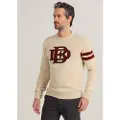 Bendorff Bendorfftil mænd. 870295250 Off-white Bdf chenille patch crew neck jumper, box-collared (XL), Hvid, Casual, Akryl, Lange ærmer