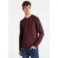 Bendorff Bendorfftil mænd. 870205164 Basisstrikket trøje med rødbrunt broderet logo (XXL), Casual, Bomuld, Lange ærmer