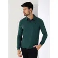 Bendorff Bendorfftil mænd. 830855428 Langærmet ensfarvet poloshirt med brystlomme grøn (XXL), Casual, Bomuld, Lange ærmer