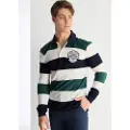 LOIS Jeans Lois Jeanstil mænd. 132693952 Langærmet poloshirt, jacquardvævet med hvide striber (3XL), Casual, Bomuld, Lange ærmer