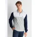 LOIS Jeans Lois Jeanstil mænd. 132783998 Langærmet tricolore poloshirt med gråt logo (XXL), Casual, Bomuld, Lange ærmer