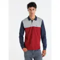 LOIS Jeans Lois Jeanstil mænd. 132783998 Tricolore poloshirt med rødt logo (XL), Casual, Bomuld, Lange ærmer