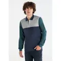 LOIS Jeans Lois Jeanstil mænd. 132783998 Tricolore poloshirt med grønt logo (XXL), Casual, Bomuld, Lange ærmer