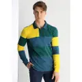 LOIS Jeans Lois Jeanstil mænd. 132653915 Flerfarvet poloshirt med farveblok (S), Casual, Bomuld, Lange ærmer