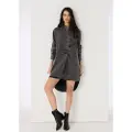 LOIS Jeans Lois Jeanstil kvinder. 448122559 Kort kjole, lange ærmer med lommer i siderne, grå (XXL), Casual, Bomuld