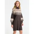 LOIS Jeans Lois Jeanstil kvinder. 448112550 Brun jacquard-kjole (XS), Casual, Bomuld, Lange ærmer