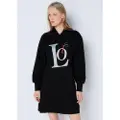 LOIS Jeans Lois Jeanstil kvinder. 464382371 Sweatshirtkjole med åbning i siden sort (XS), Casual, Bomuld, Lange ærmer