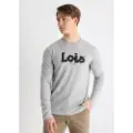 LOIS Jeans Lois Jeanstil mænd. 157023178 Basic langærmet t-shirt med pufprint, grå (XXL), Casual, Bomuld, Lange ærmer