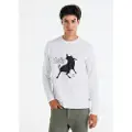 LOIS Jeans Lois Jeanstil mænd. 157953989 Vintage T-shirt hvid (XXL), Casual, Bomuld, Lange ærmer