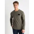 LOIS Jeans Lois Jeanstil mænd. 157933978 Langærmet grøn t-shirt med lynlås (L), Casual, Bomuld, Lange ærmer