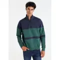 LOIS Jeans Lois Jeanstil mænd. 165873922 Sweatshirt med lynlås i halsen perkins grøn (L), Casual, Bomuld, Lange ærmer