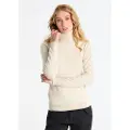 LOIS Jeans Lois Jeanstil kvinder. 453102669 Basistrøje med beige logo og svanehals (S), Casual, Bomuld, Lange ærmer