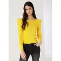 LOIS Jeans Lois Jeanstil kvinder. 452962538 Pullover med læg på skuldrene, gul (L), Casual, Viscose, Lange ærmer