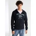 LOIS Jeans Lois Jeanstil mænd. 165933956 Sweatshirt med hætte og broderi på det marineblå bryst (L), Casual, Bomuld