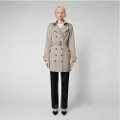 Save the Duck Save The Ducktil kvinder. D43090W-GRIN20 Beige, tætsiddende trenchcoat (S), Casual, Genanvendt polister, Bæredygtig