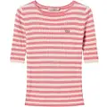 Twinset Twinsettil kvinder. 251TP3470 Stribet kortærmet trøje pink, beige (S), Casual, Viscose, Korte ærmer