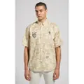 Bikkembergs Bikkembergstil mænd. BMS0786 Beige trykt skjorte (M), Casual, Bomuld, Korte ærmer