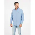 GUESS Guesstil mænd. M5GH44D5N41 Ronnie blå skjorte (XL), Casual, Bomuld, Lange ærmer